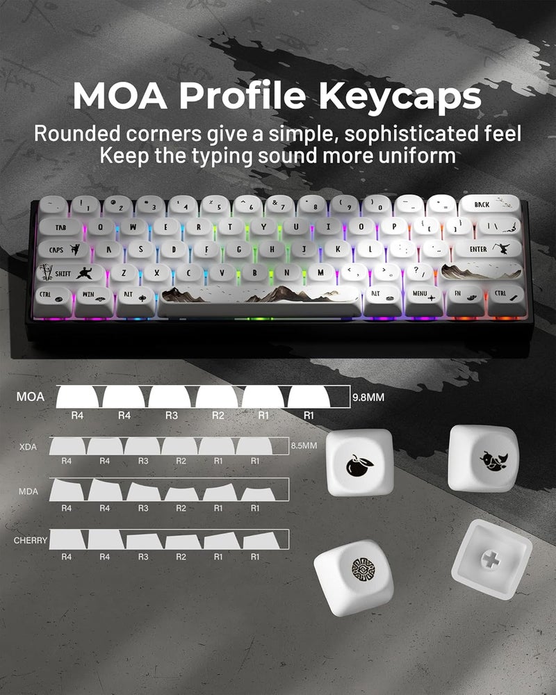 HITIME XVX Keycaps - White Cool PBT Keycaps, MOA Profile Key caps 60 65 75 100 Percent, Dye-Sublimation, Custom 140 Keys Set for 100%, 75%, 65%, 60% Mechanical Keyboard - Image 3